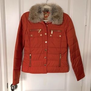 MK Michael Kors Quilted Jacket With Removable Fur Collar
